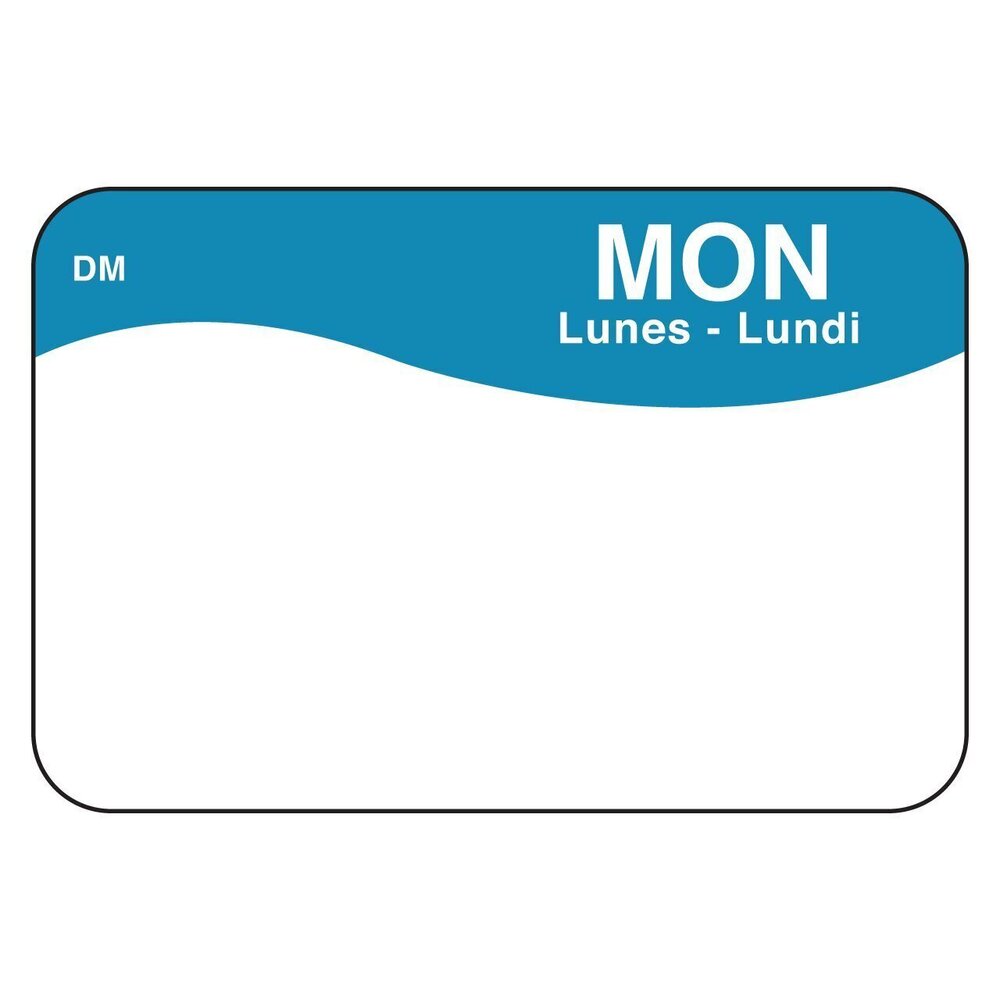 4863 DissolveMark IT110081 Day of The Week Day of The Week Label, MON, 1" x